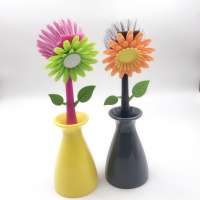 New design Sun flower soft bristle Plastic brush pot brush cleaning brush